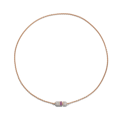 PAVÉ DIAMOND AND PINK SAPPHIRE CAPSULE NECKLACE