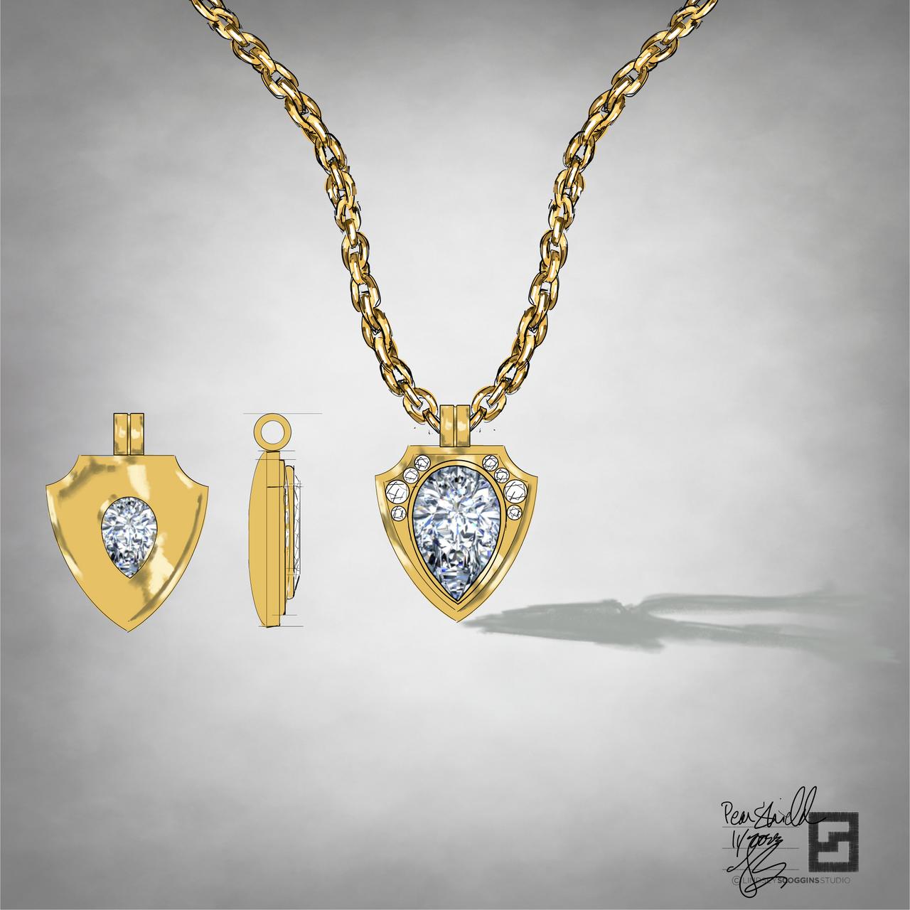 Shield-necklace-with-pear-shaped-diamond