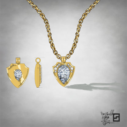 Shield-necklace-with-pear-shaped-diamond