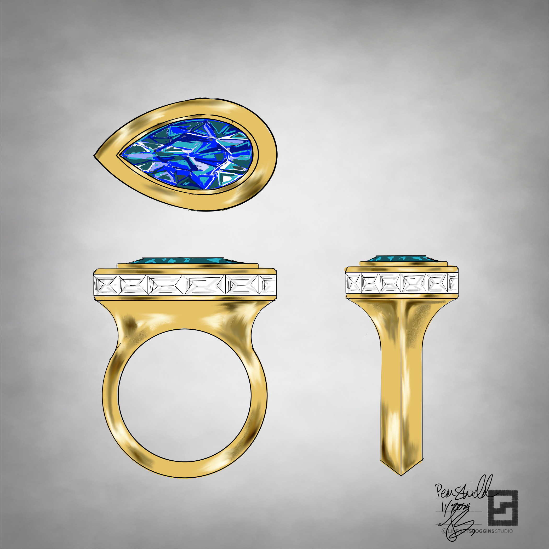 bezel-set-pear-shaped-blue-tourmaline-ring