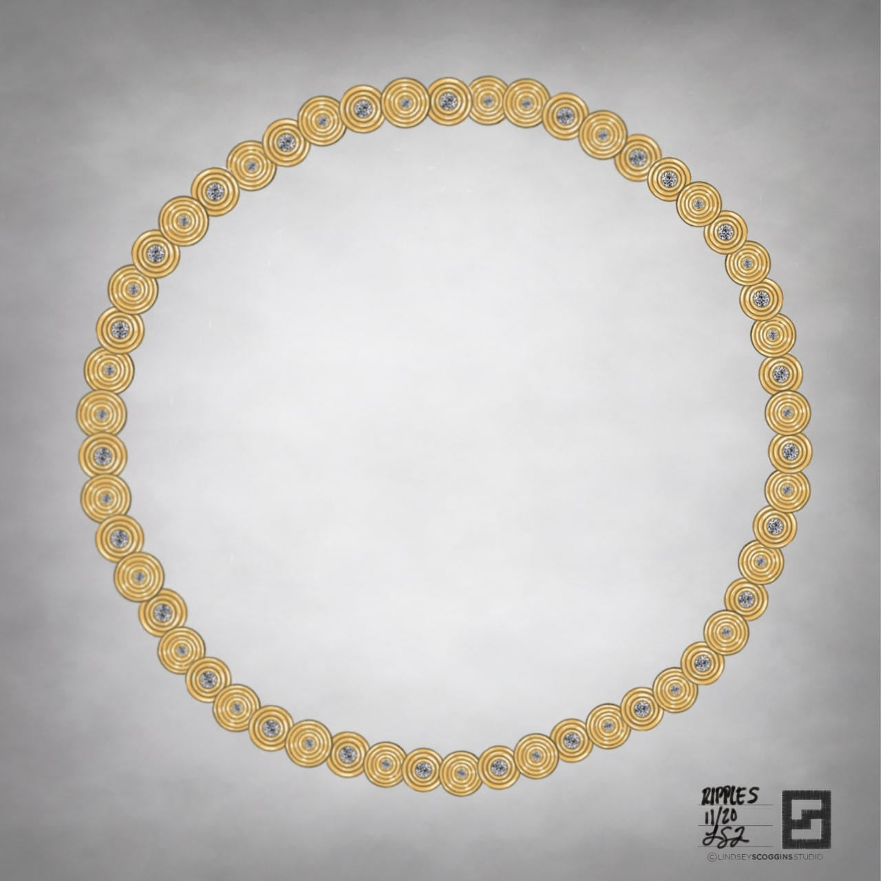 ripple effect diamond link necklace in 18 karat gold