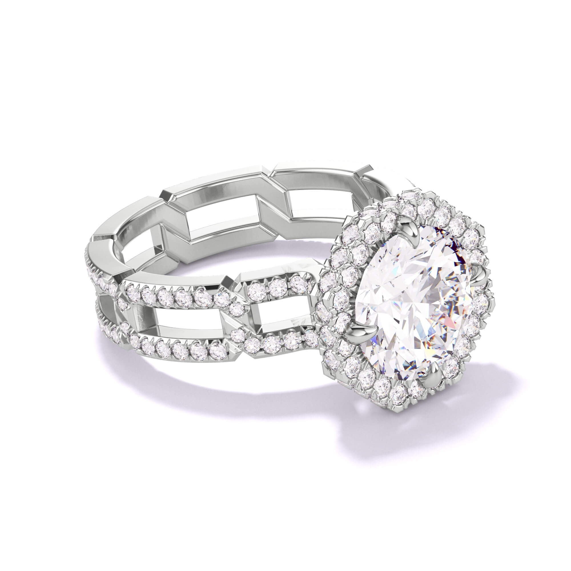 octagon halo engagement ring
