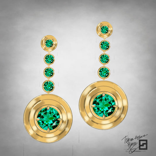 Green tourmaline earrings in 18k yellow gold