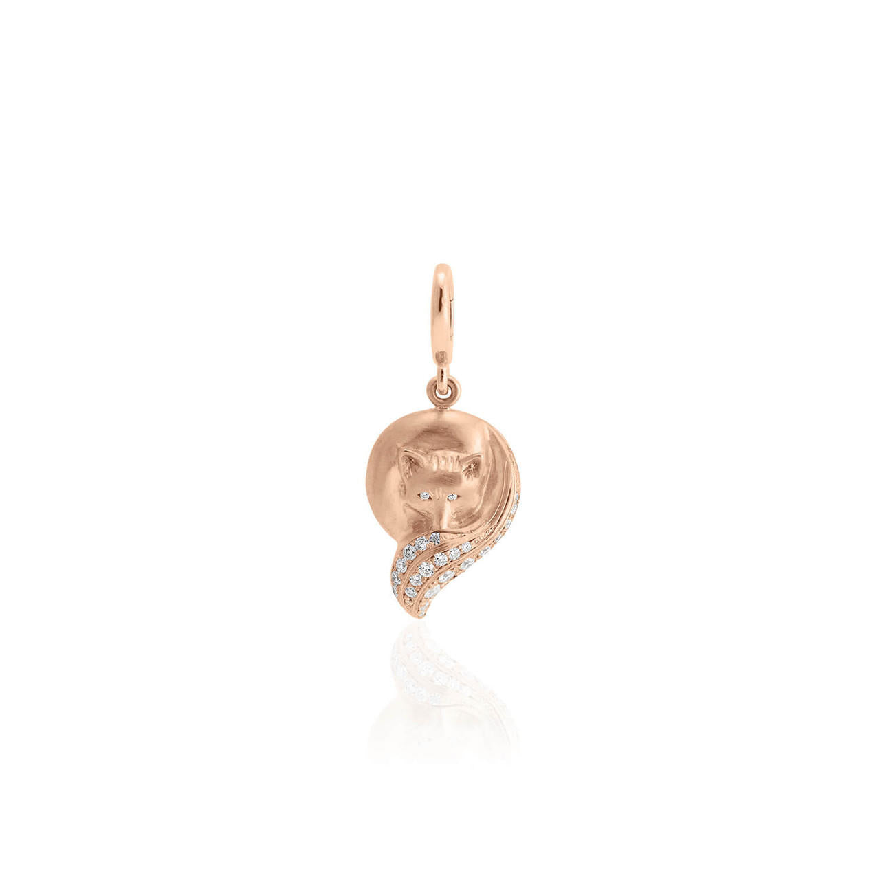 The FOX pave diamond pendant in rose gold front view