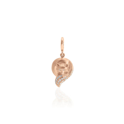 The FOX pave diamond pendant in rose gold front view