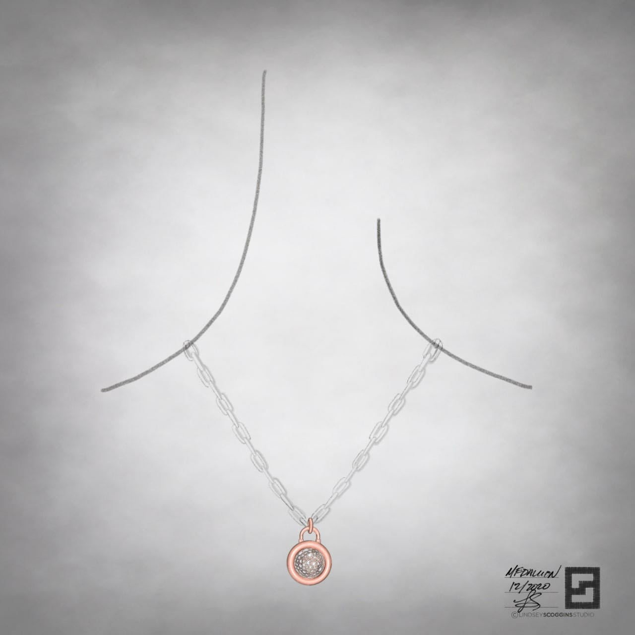 pave diamond locket front view