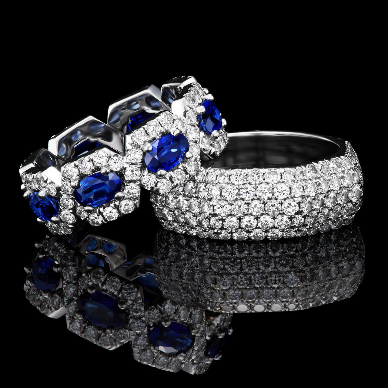 CHANCE MODERN PAVE SAPPHIRE - SIZE 5 WHITE GOLD