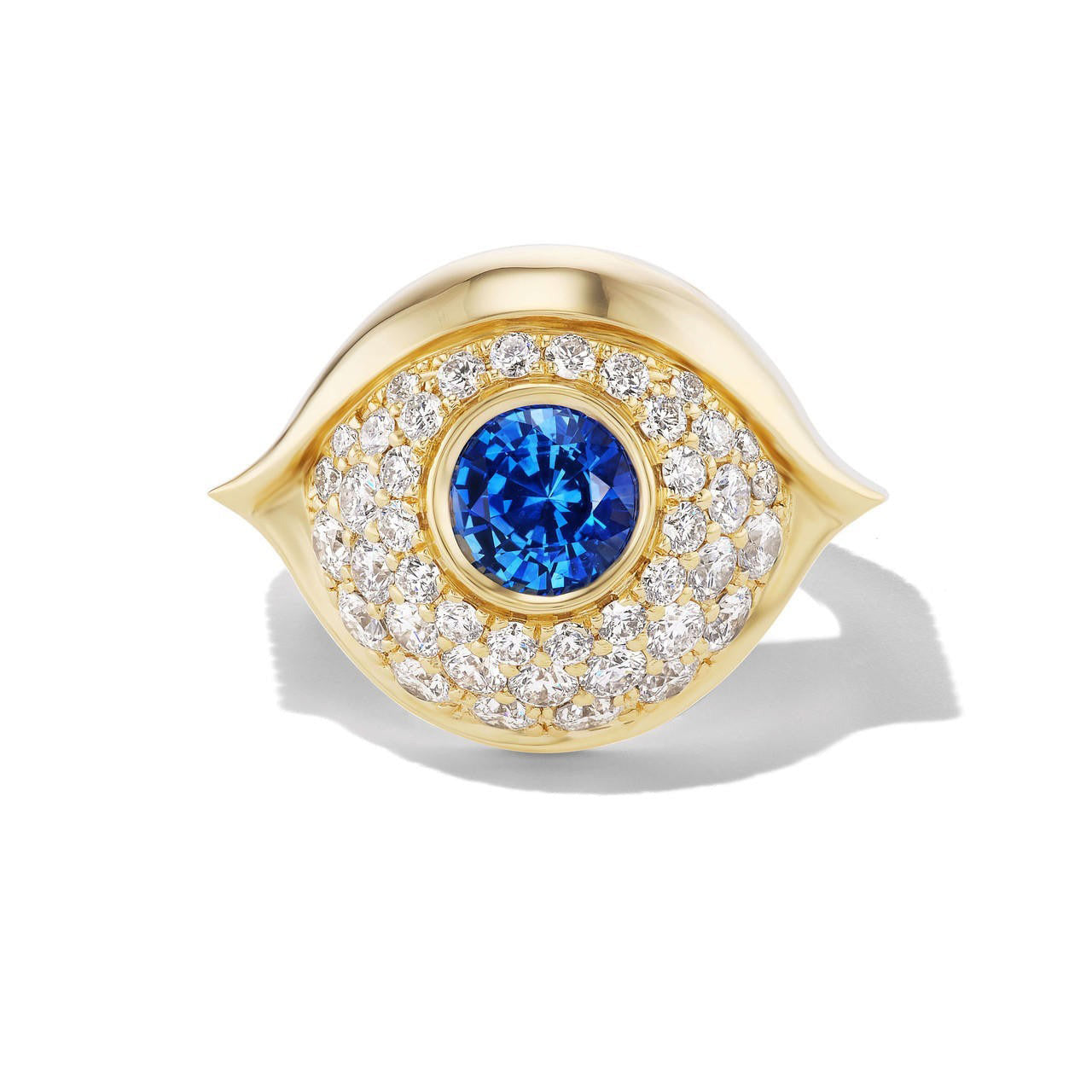 18k gold evil eye pendant with sapphire eye