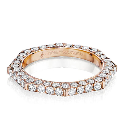 Still triple row wrapped pave band in 18 karat rose gold