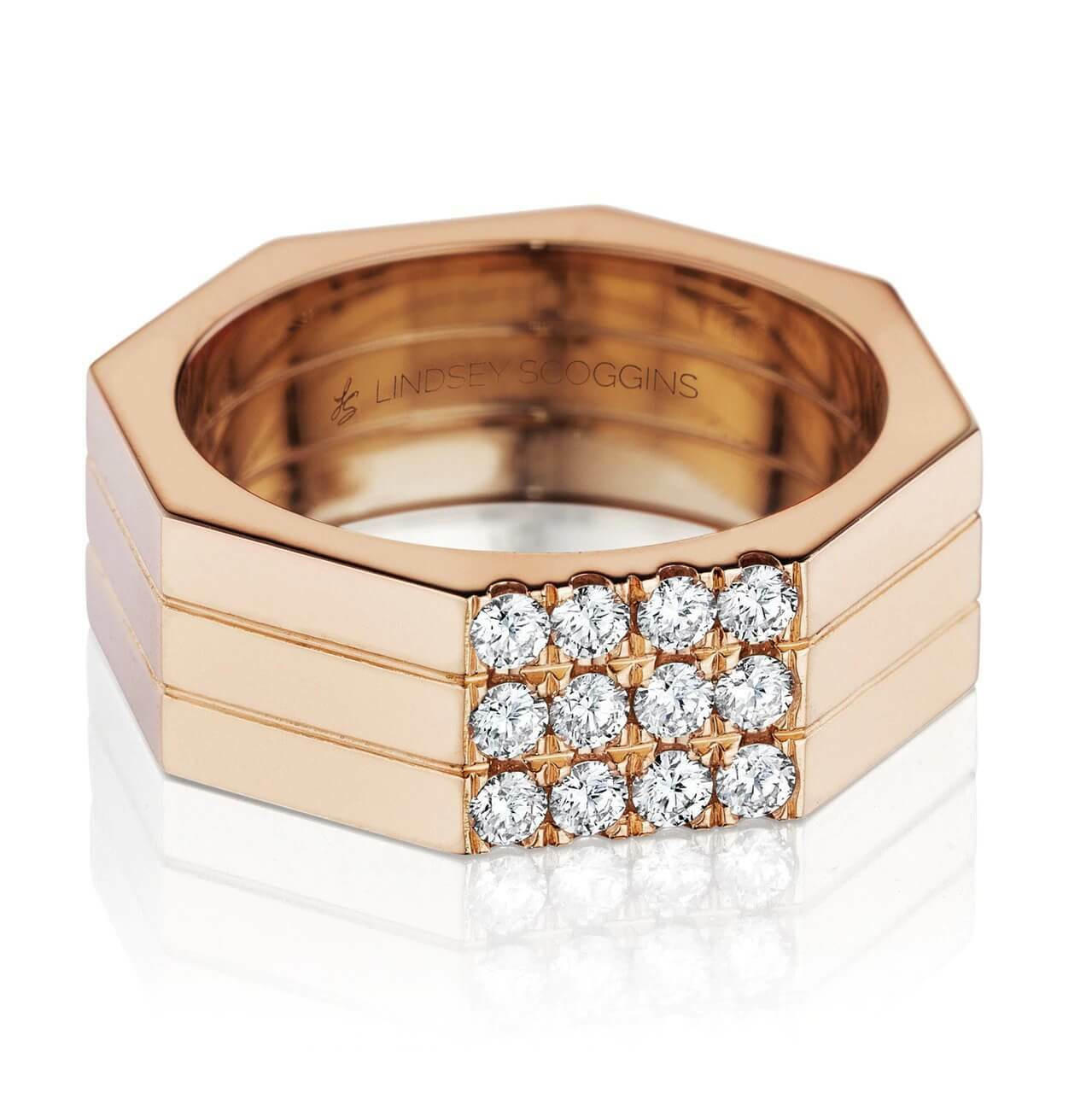 STILL DIAMOND PANEL BAND - SIZE 5 ROSE GOLD