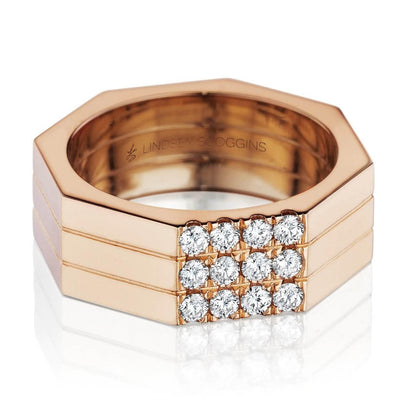 octagon diamond ring in 18 karat rose gold with diamond details