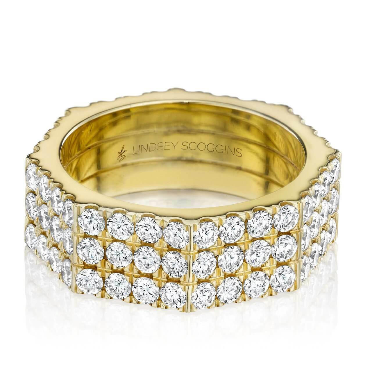 STILL THREE ROW DIAMOND PAVE BAND - SIZE 5 YELLOW GOLD