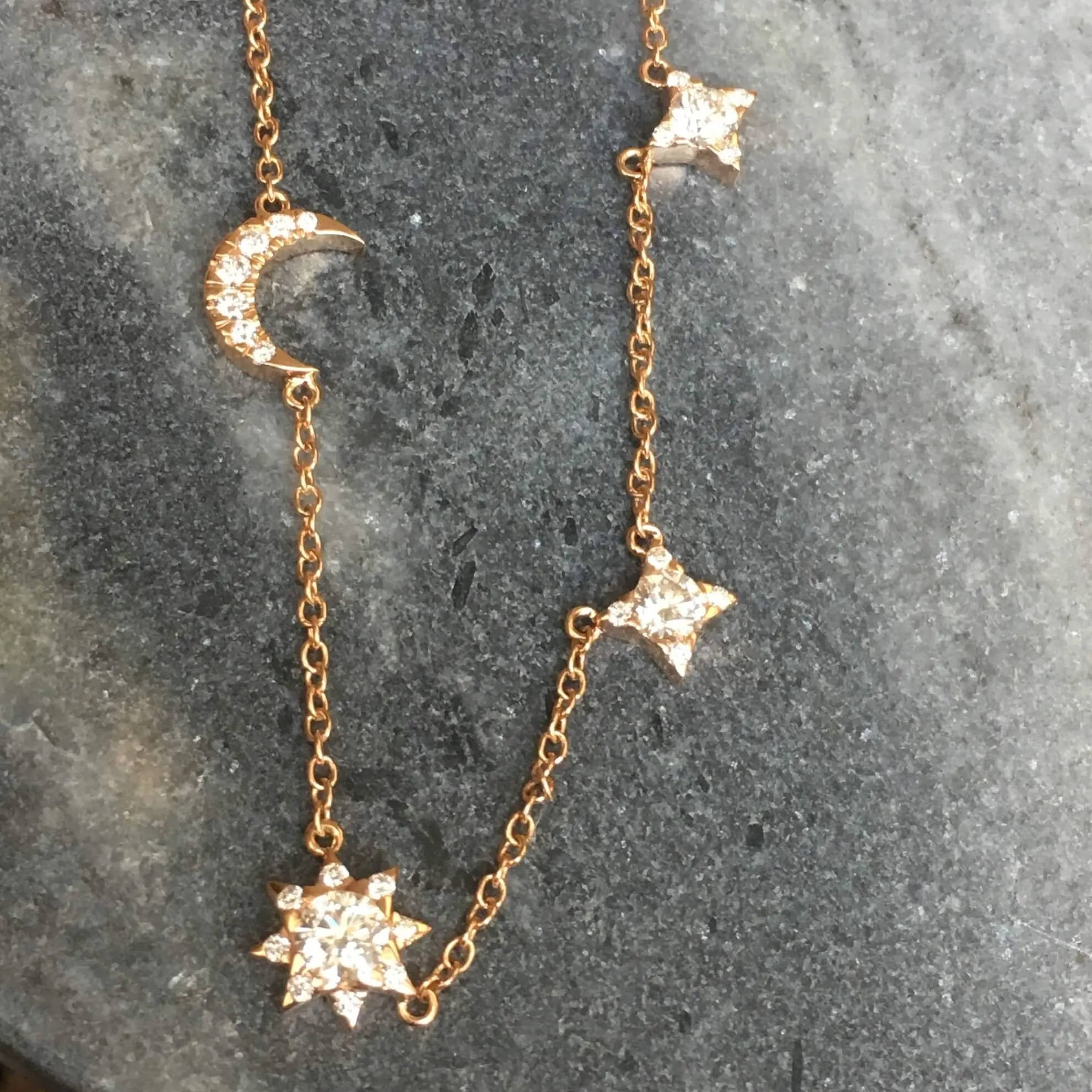 BESPOKE MOON, SUN AND STAR NECKLACE