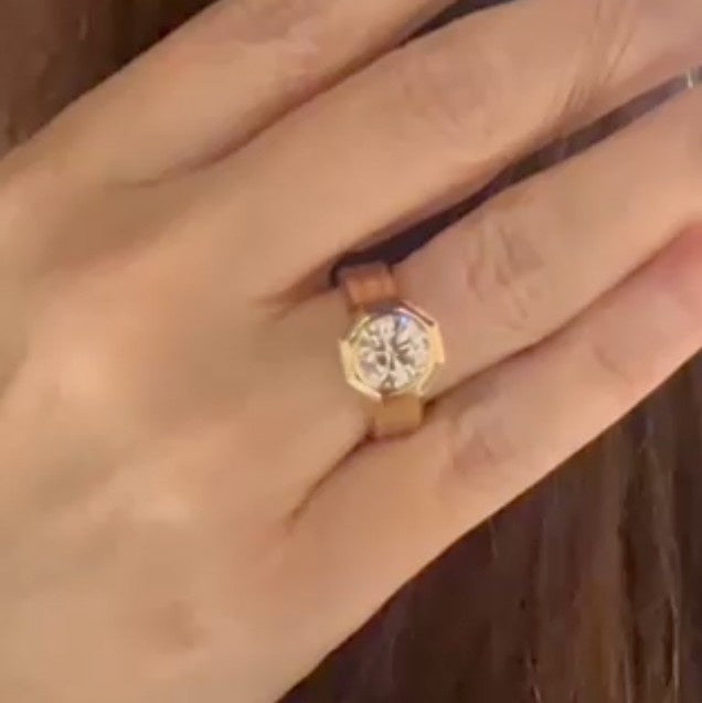 shield round octagon engagement ring wide band