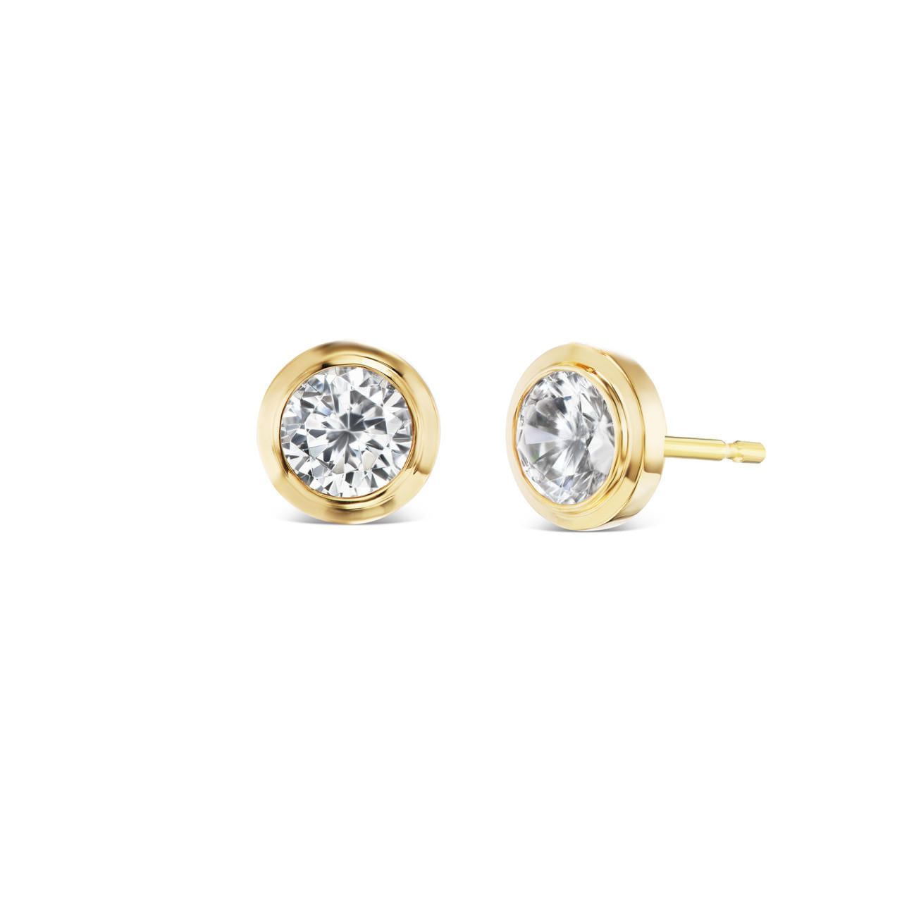 SHIELD BEZEL SET DIAMOND STUD EARRINGS