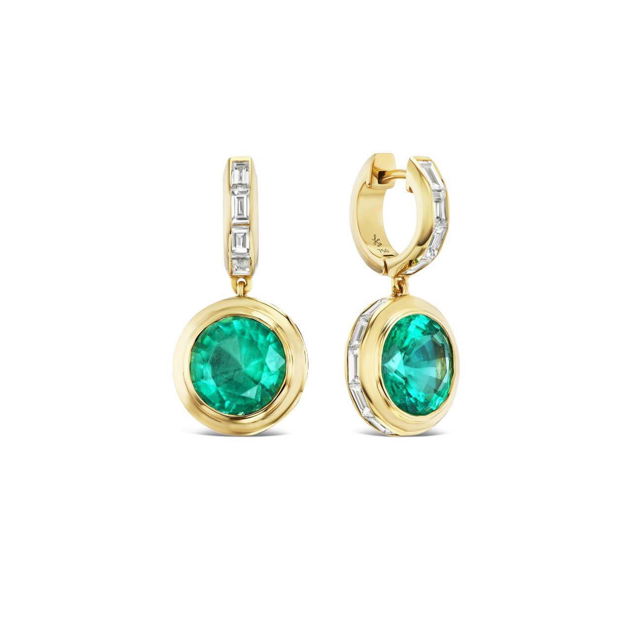 Shield-bezel-set-emerald-drop-earrings