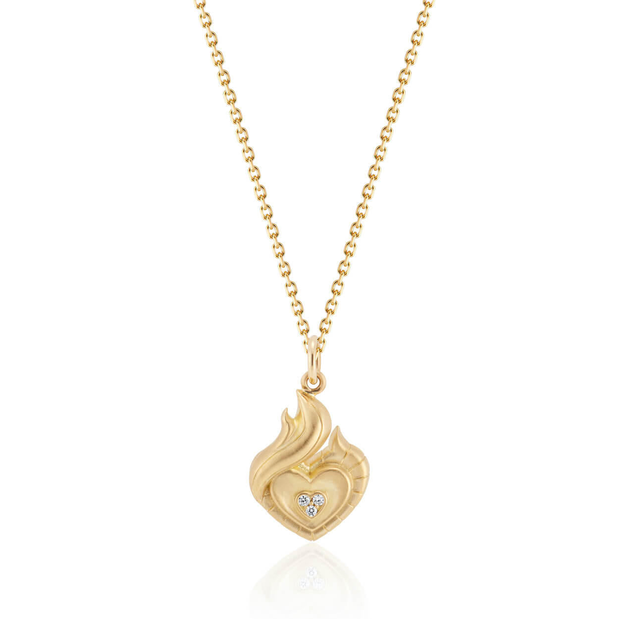 The FLAME diamond and gold pendant on chain