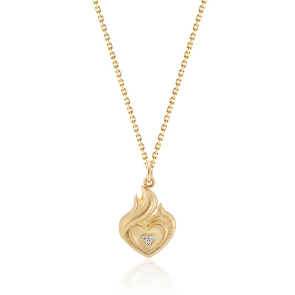 The FLAME diamond and gold pendant on chain