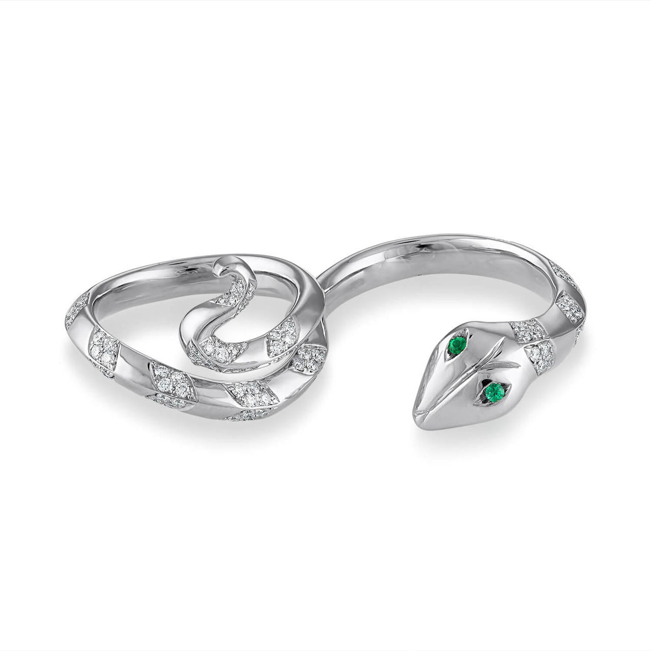 EMERALD AND DIAMOND SNAKE RING