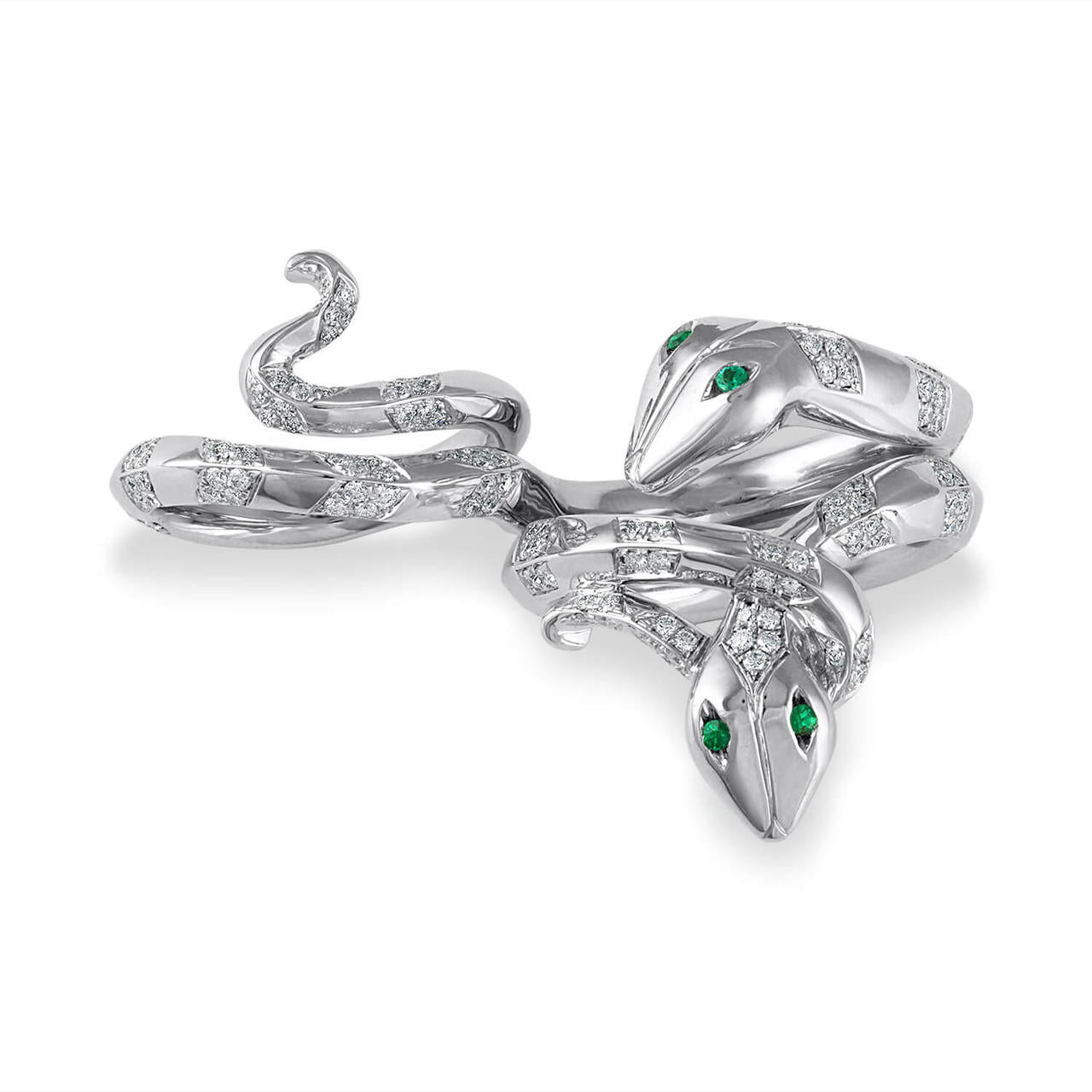 EMERALD AND DIAMOND SNAKE RING