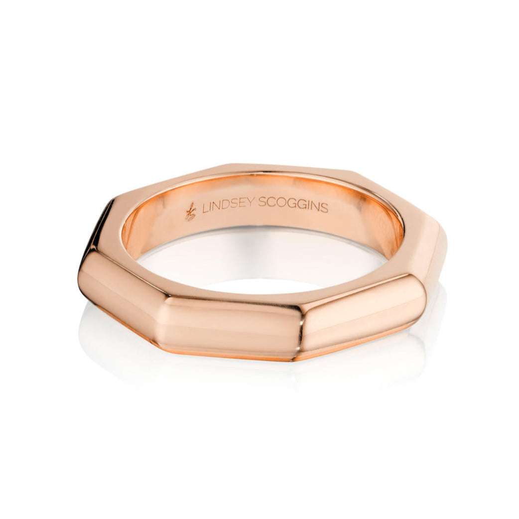 domed 18k rose gold wedding band