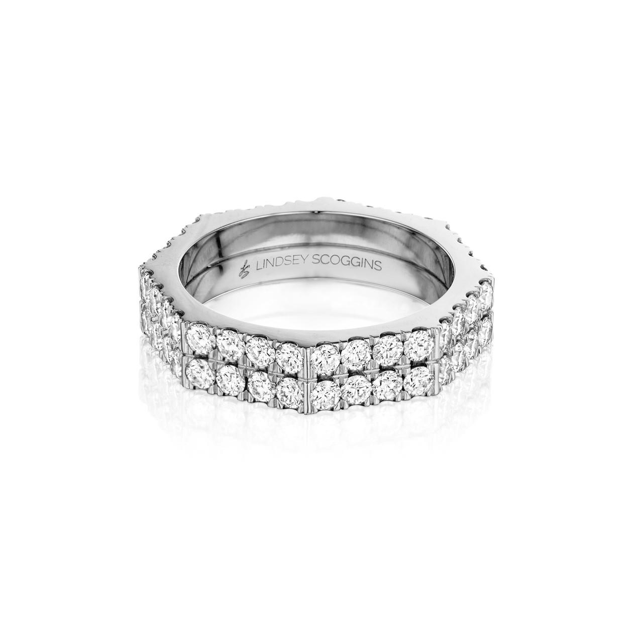 Still two row pave diamond band in platinum