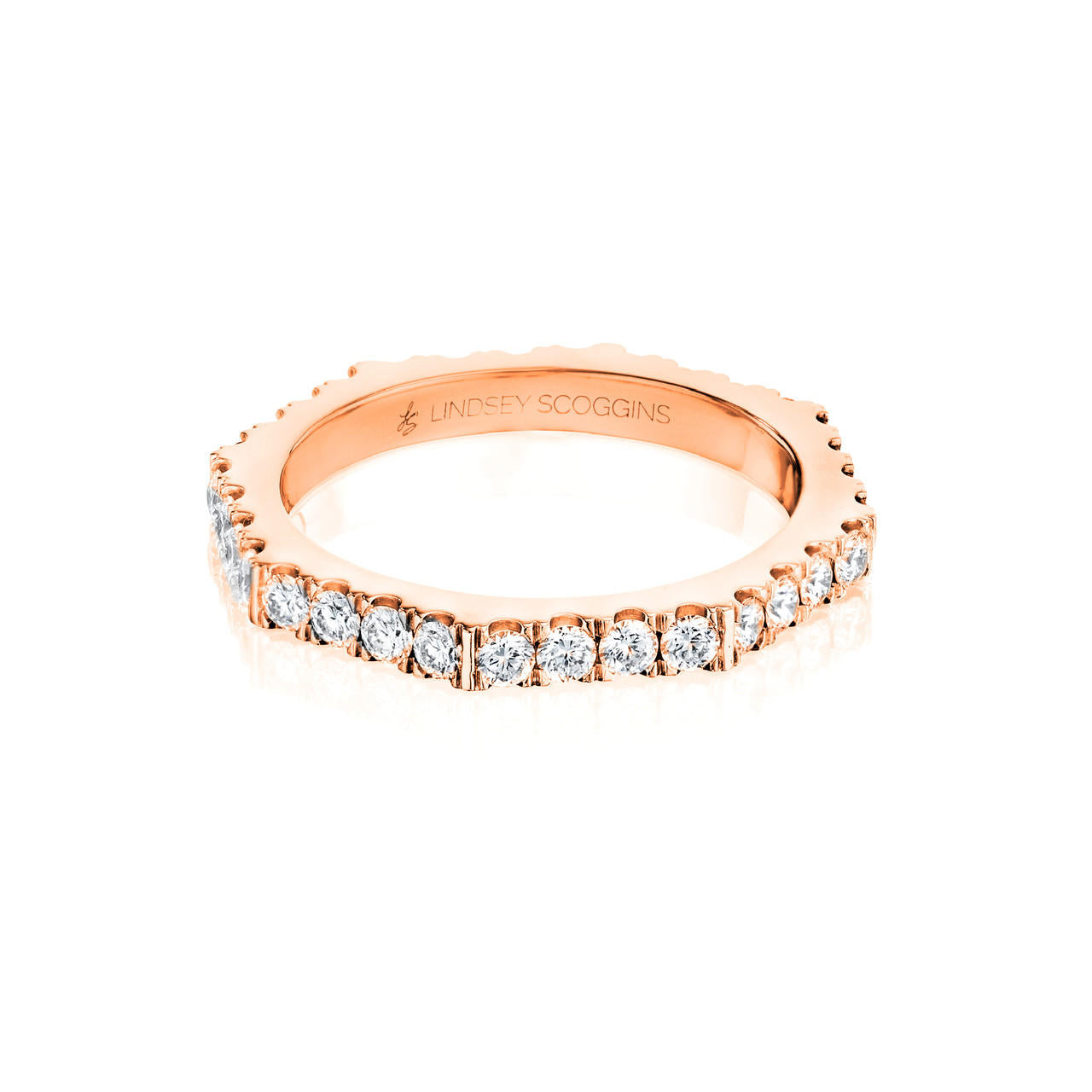 Still One Row Micro Pave Wedding band in rose gold