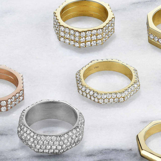 Still collection pave diamond bands