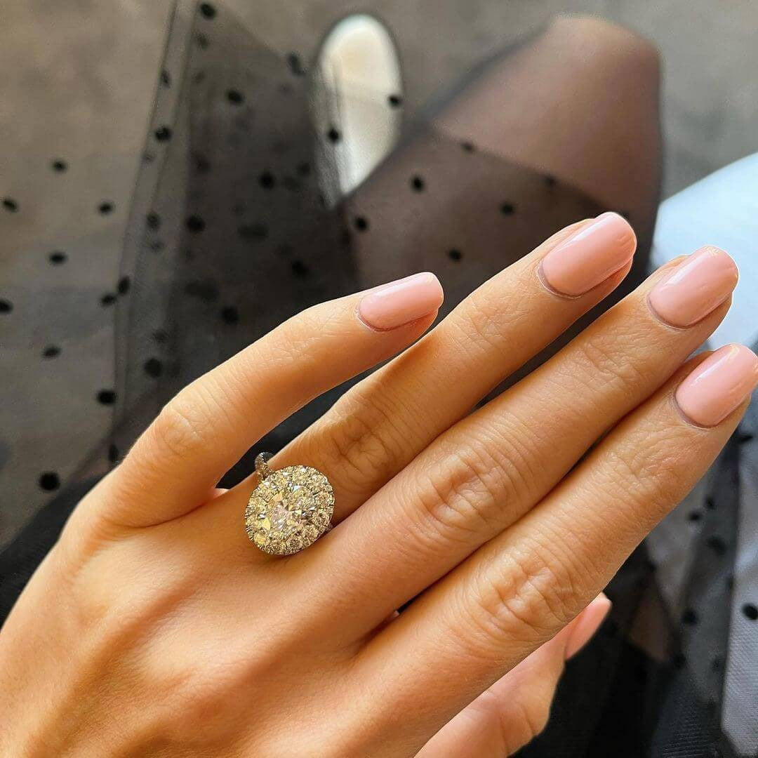 oval helo engagement ring