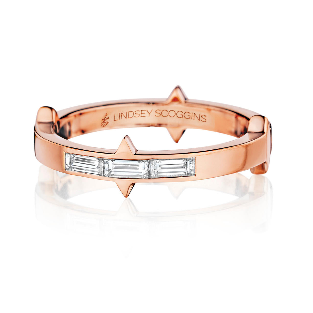 TIME III Baguette Diamond Wedding Ring in 18 karat rose gold and diamond ring