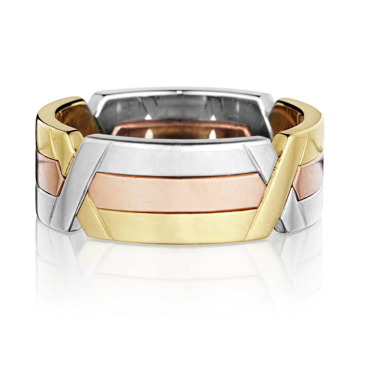 TIME X ring; ring with platinum, rose gold and yellow gold