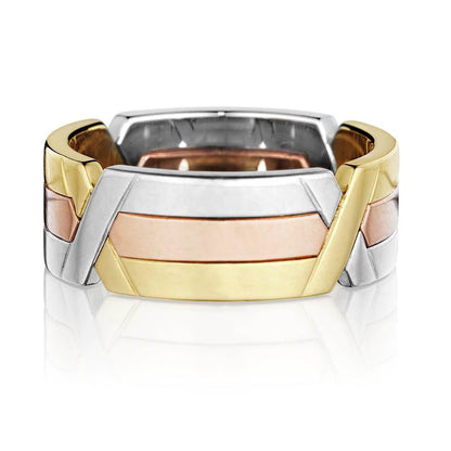 TIME X ring; ring with platinum, rose gold and yellow gold