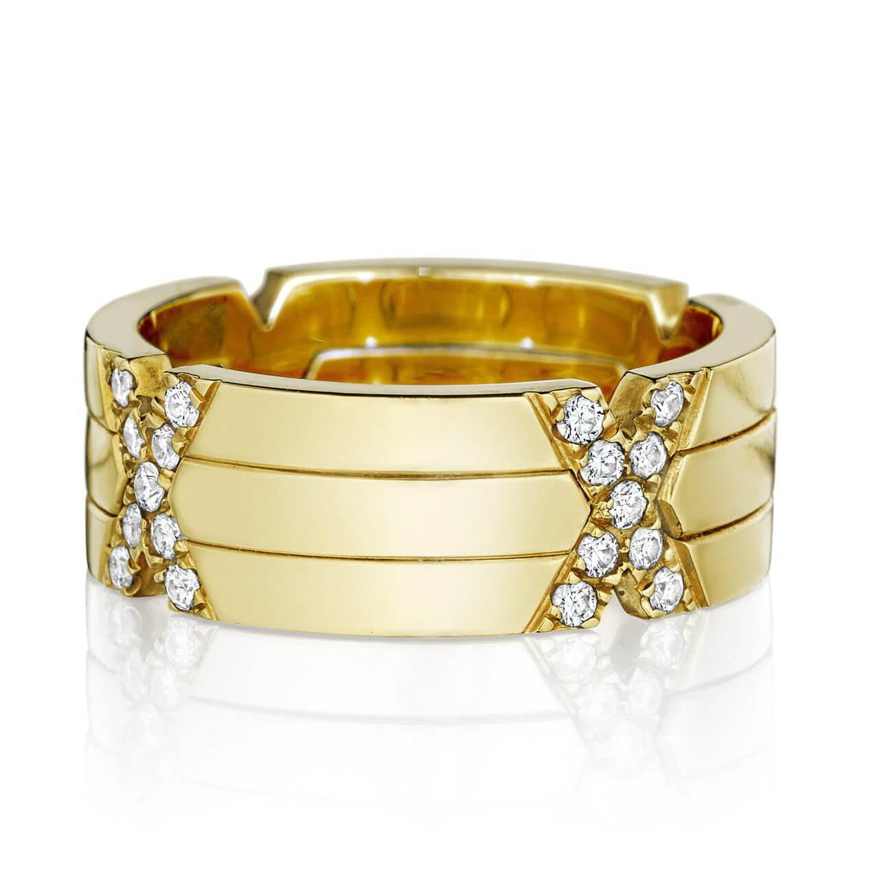 TIME X ten year anniversary ring; 18 karat yellow gold and diamond ring; ten year anniversary ring