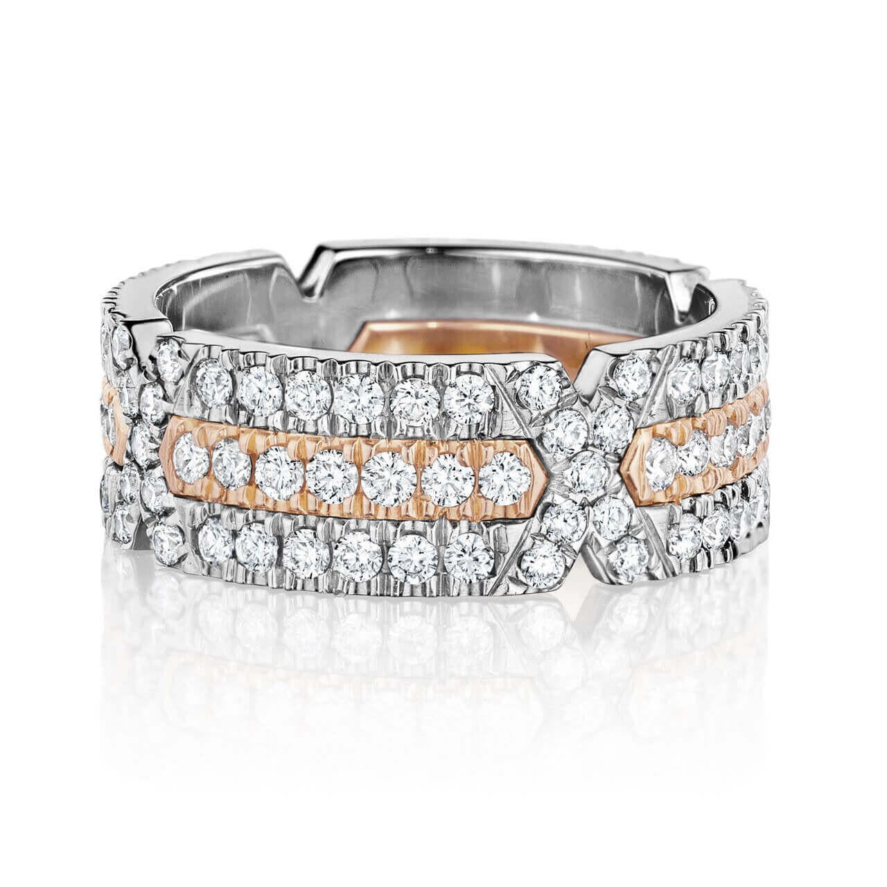 TIME X pave diamond ring; 3 row pave diamond band