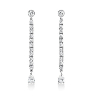 long diamond earrings in 18k white gold