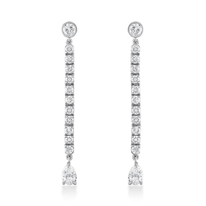 long diamond earrings in 18k white gold