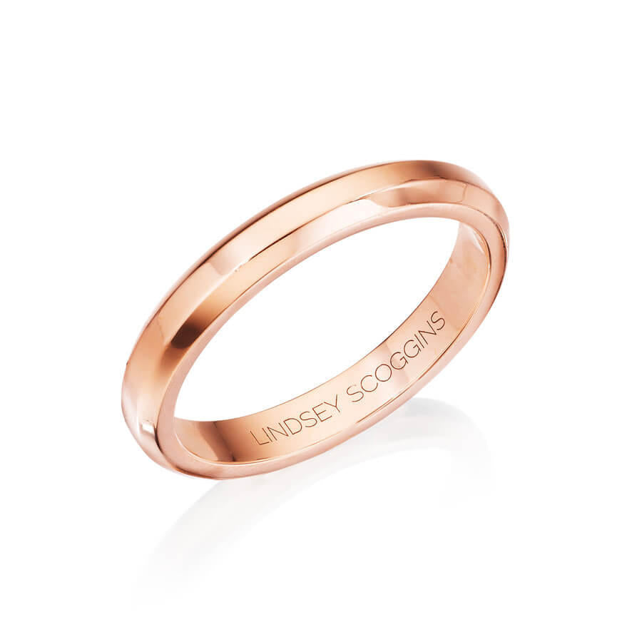 Three Phases classic wedding band in 18k rose gold