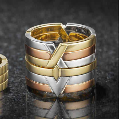 TIME Collection platinum and rose gold ring and X bold band