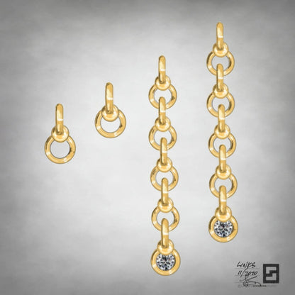 twisted infinity ball and chain link earrings in 18 karat gold