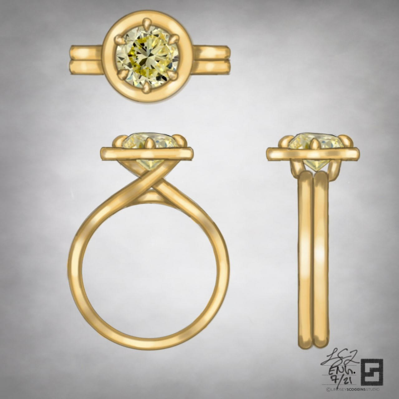 canary yellow diamond engagement ring set in 18 karat yellow gold