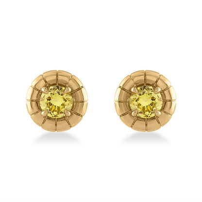 oath stud earrings; yellow diamond earrings