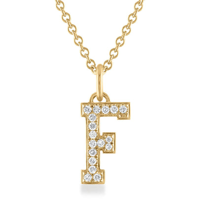 custom diamond letter pendant - letter F diamond pendant