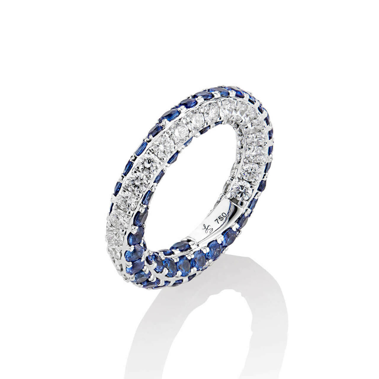 diamond and sapphire twisting eternity band