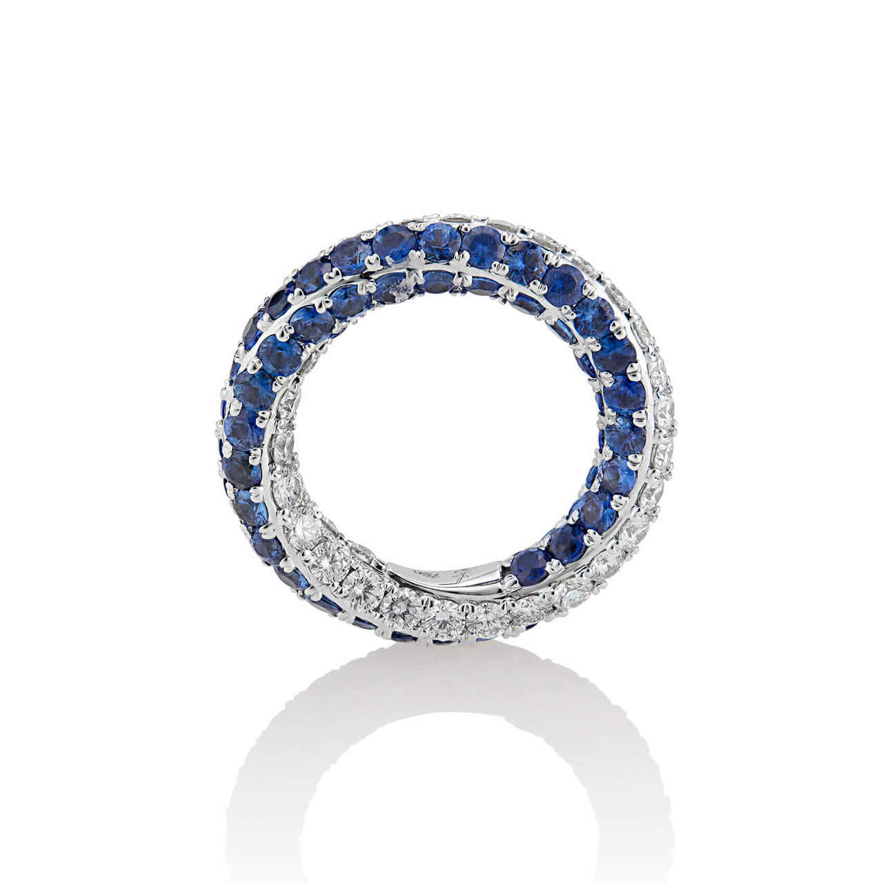 diamond and sapphire twisting eternity band