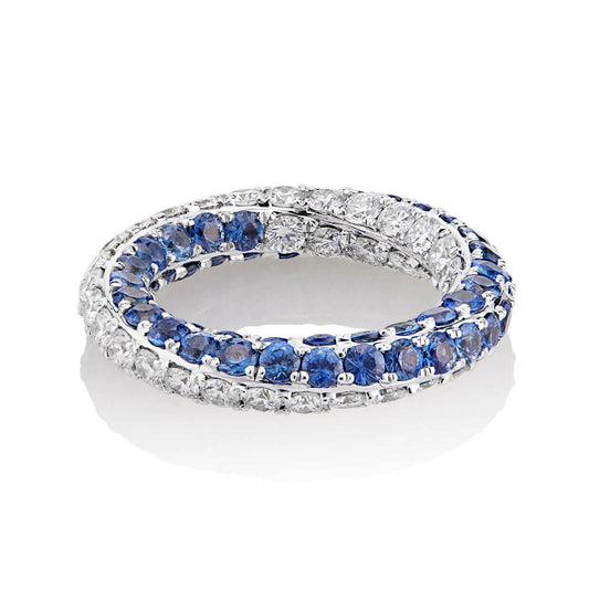 diamond and sapphire twisting eternity band