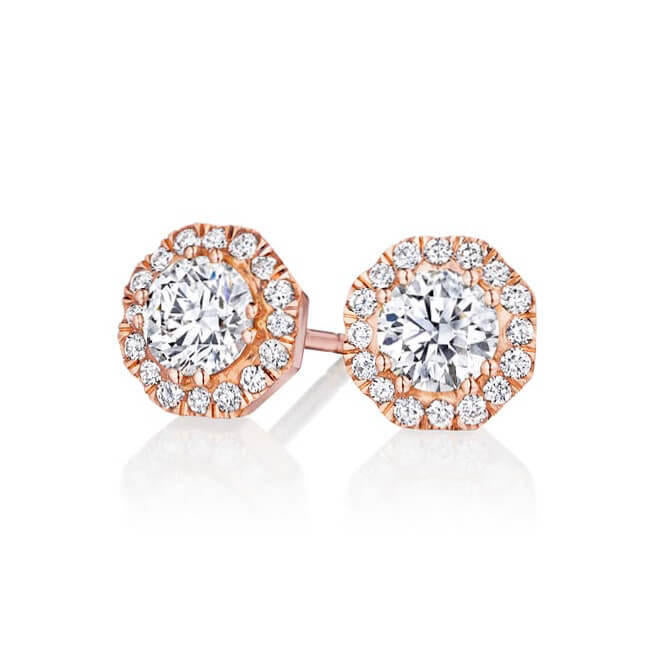 octagon halo diamond earrings