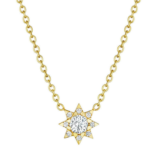 diamond sun necklace in 18k yellow gold