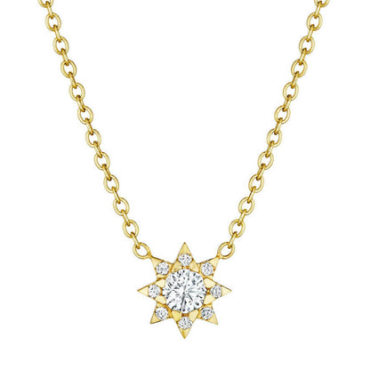 diamond sun necklace in 18k yellow gold