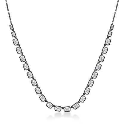 24 stone 5 ct diamond tennis necklace in blackened 18k white gold