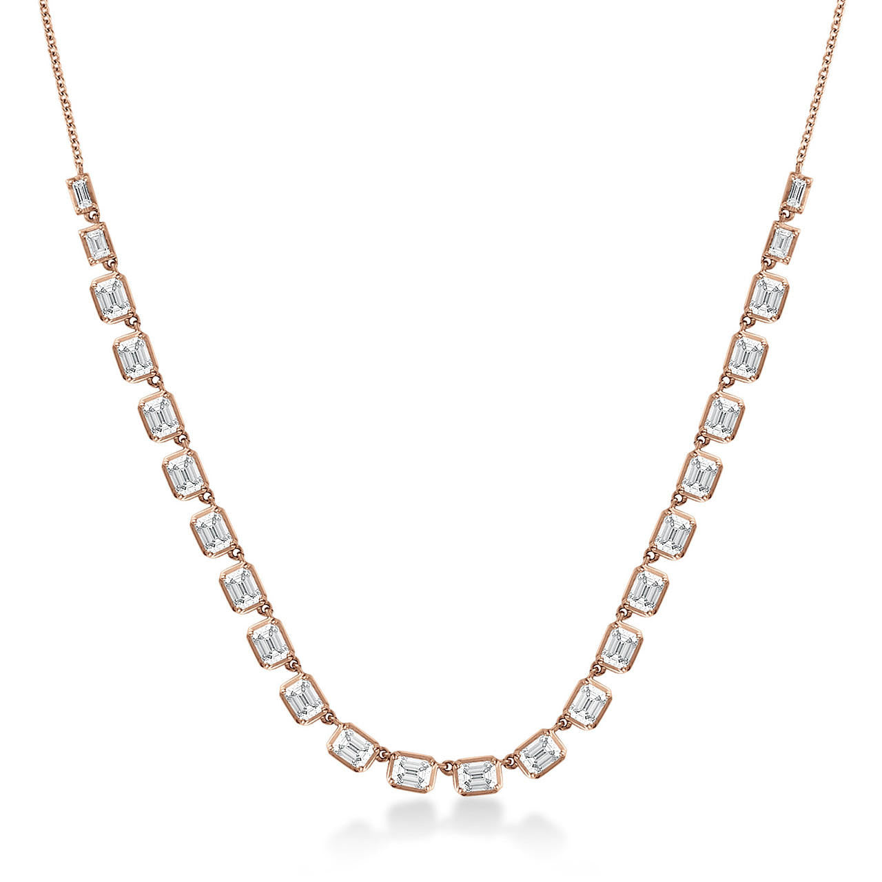 24 stone 5 ct diamond tennis necklace in 18k rose gold